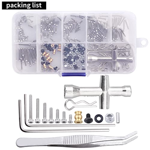 276Pcs RC Screw Kit RC Repair Tool Set for Hardware Fasteners for Axial SCX24 1/24 RC Crawler Truck Deadbolt C10 Jeep Betty