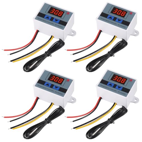 UMLIFE 4PCS XH-W3001 Digital LED Temperature Controller Module Digital Thermostat Switch with Waterproof Probe Programmable Heating Cooling Electronic Thermostat Range from -50℃ to 110℃ (12V 10A 120W) - style: 4PCS 12V