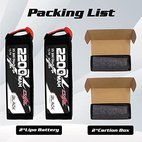 CNHL 2200mAh 3S Lipo Battery 11.1V 30C with XT60 Plug (2 Packs) | Smooth power delivery for easier control, ideal for trainer aircraft, light RC airplanes, gliders, cars, and everyday flying.
