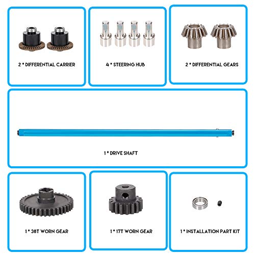 GoolRC RC Car Metal Differential Kit - 38T & 17T Differential Gears, Drive Shaft, Steering Hub for WLtoys A949/A959/A969/A979/K929/A959-B/A969-B/A979-B/K929-B RC Car