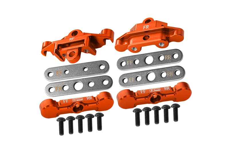GPM 7075 Alloy Front & Rear Tie Bar Mounts & Suspension Pin Retainers for TRAXXAS 1/10 4Wd Maxx Monster Truck -89076-4 - color: Orange