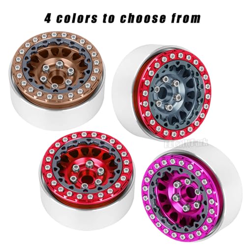 RC 1.9 Dually Beadlock Wheels Rims w/Adjustable Offset for 1/10 TRX4 TRX6 SCX10 SCX10 II 90046 SCX10 III AXI03007 SCX10 Pro Gen7/8 D90 VS4-10 MST CFX RC Crawler Car,4Pcs Alloy Rim,Titanium - color: Titanium - (Wheels Rims)