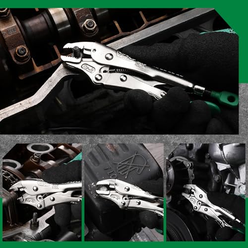 SK 5" Curved Jaw Locking Pliers, Vice Grips, Premium CR-V Steel | Vise Grip Pliers, Nickel-Plated Finish, Ergonomic Anti-slip Handle, Ideal for Welding or Assembly - size: 5"