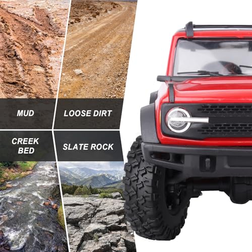 Hobbypark Soft Rubber SCX24 Tires 1.0 Rock Crawler for 1/18 TRX4M Axial SCX24 Gladiator Bronco C10 JLU Deadbolt B17 Betty 1/18 1/24 RC Crawler Car, 4PCS (52x20mm) - style: Type B