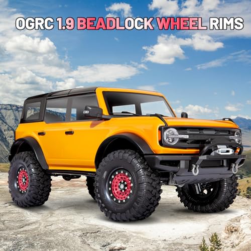 OGRC Brass Aluminum 1.9 Beadlock Wheels 167g 1/10 RC Crawler Wheels | 668g Total Weights, 12mm Hex, for Gen7 Gen8 D90 VS4-10 1/10 RC Carwler, Red - color: Red