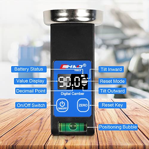 KAISAL Digital Camber Gauge Wheel Alignment Tool -90° to +90° Wide Range Camber Alignment Tool Accurate Wheel Balancing Tools with Digital Display & Powerful Magnet & Positioning Bubble & Reset Key
