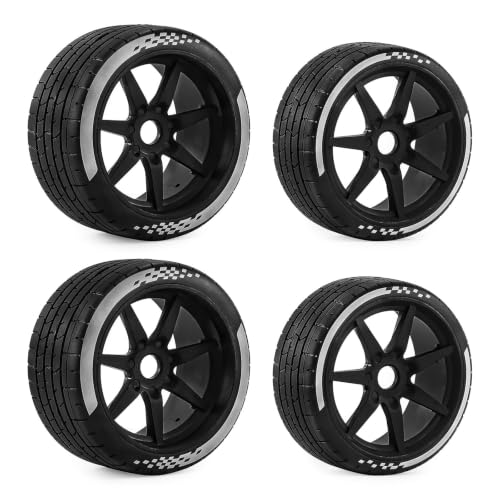 4PCS RC Highway Off-Road Truck Wheels & Tires - Compatible with 1/8 Typhon 6S BLX, 1/7 Infraction 6S BLX/Limitless - Foam Insert Plastic Rims (Black(4pcs)) - color: Black(4pcs)