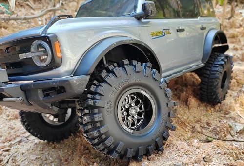 4pcs 1.9 Beadlock Wheels -10.5mm Negative Offset Rims 33mm Wide for RC 1/10 Crawler TRX4 SCX10 Gen8 Upgrades - color: Black