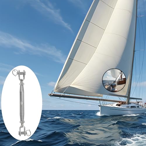4PCS M5 Jaw and Jaw Turnbuckles for Cables Wire Rope Tension | Made of 304 Stainless Steel, Corrosion Resistant & Easy to Use,88lbs Rated,Industrial Shade Sail Rigging - size: 4PCS-M5-UU