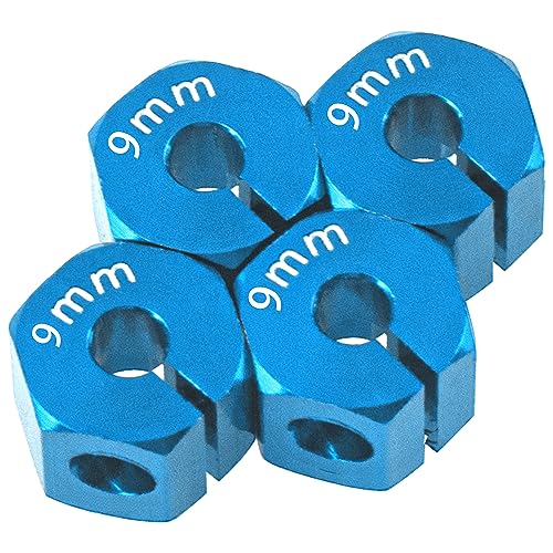 Aluminum Alloy 12mm Wheel Hex Hub Drive Adapters with Pins Screws Compatible with Axial SCX10 HSP HPI Tamiya Redcat 1/10 RC Crawler Car (9mm, Blue) - color: Blue, size: 9mm