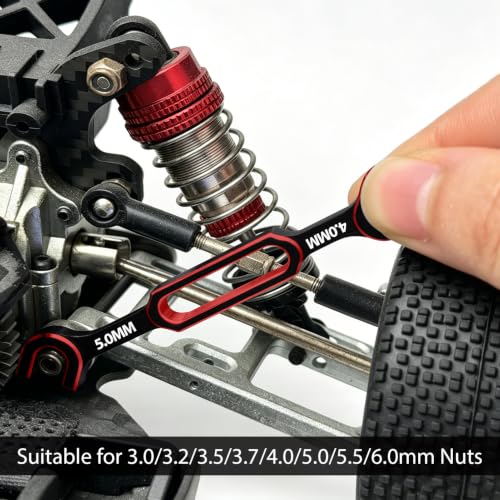 4pcs RC Wrenches 3.0/3.2/3.5/3.7/4.0/5.0/5.5/6.0mm w/ Screw Tray, Red | RC Turnbuckle Wrenches Nut Ball Joint Remover with Metric Screws Pallet Repair Tool Set for RC Crawler Car Boat Model - color: Red, W/ Screw Tray