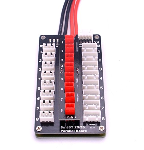 YoungRC JST Parallel Charging Board 2-3S Lipo Battery Balance Charge Board with JST Connectors for RC Drone Helicopter