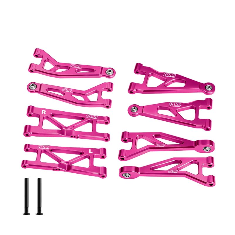 GPM 7075-T6 Alloy Front & Rear Suspension Arms Kit For 1/16 Mini Kraton 3S Dsc 4X4 Rtr Brushless Speed Truck-Ara2508S (Pink) - color: Pink