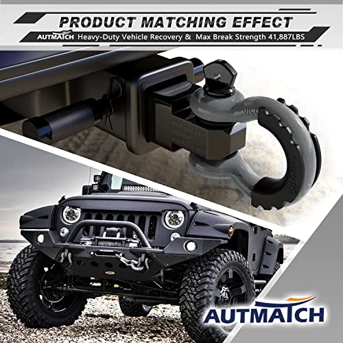 AUTMATCH 3/4" D Ring Shackles (2-Pack) - 41,887 lbs Break Strength | Heavy Duty Clevis Shackle with 7/8" Pin & Isolator Washer Kit for Tow Strap, Winch, Towing & Off-Road Vehicle Recovery, Gray - color: Gray & Black