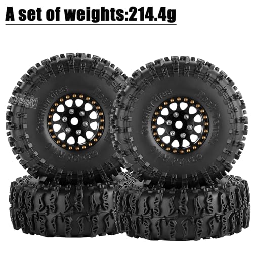 RC Full Brass 1.0 RC Wheel RC Tires for 1/18 1/24 Trx4m Axia l SCX24 RC Crawler,1.0" Beadlock RC Truck Tires and Wheel Highway Tires Wheel Rim,4PCS Style A - style: Style A