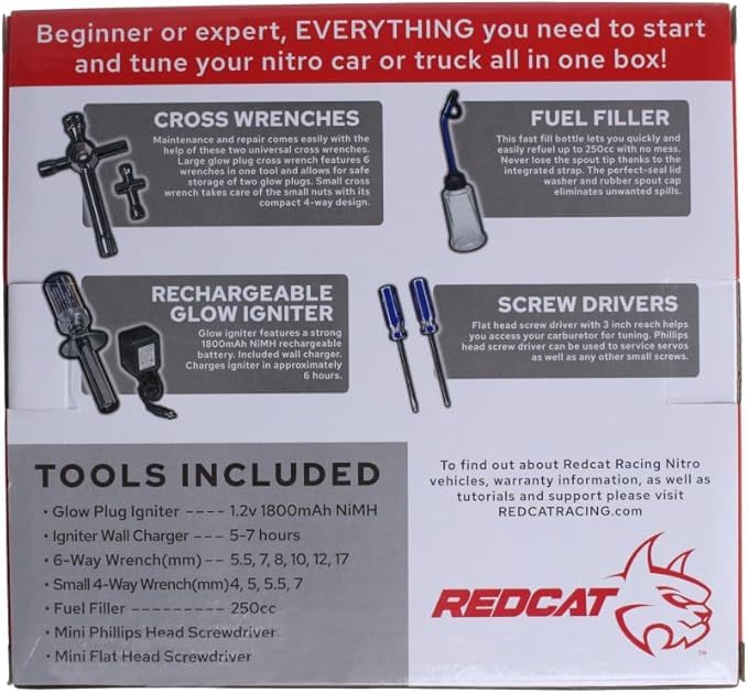 Nitro Starter Kit w/Tools, (Empty) Fuel Bottle, Glow Igniter w/charger(1set)