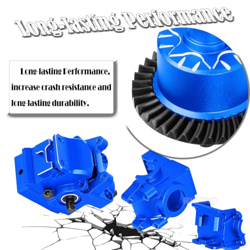 Aluminium Transmission Gearbox Upgrades Part for 1/10 Slash/Rustler/Stampede/Jato VXL 4X4 4WD,XO-1,RC Front Rear Gearbox & 37T Differential Gear,Replace #6880#6881,Navy Blue - color: Navy Blue - (Upgrades)
