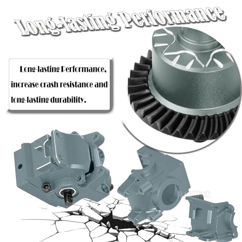 Aluminium Transmission Gearbox Upgrades Part for 1/10 Slash/Rustler/Stampede/Jato VXL 4X4 4WD,XO-1,RC Front Rear Gearbox & 37T Differential Gear,Replace #6880#6881,Titanium - color: Titanium - (Upgrades)
