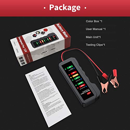 KINGBOLEN 12V Car Battery Tester & Alternator Analyzer LED | Automotive Battery Checker with Charging System Test, Alternator Output Monitor, LED Indication for Cars, SUVs, Trucks