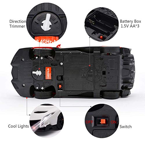 Remote Control Car Lamborghini Licensed 1:24 RC Car 2.4G,White | Veneno Officially Licensed LED Lights Toy RC Cars Model Vehicle for Boys 6,7,8 Years Old - color: White