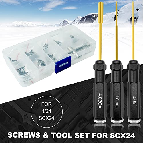 OGRC Screw Set SCX24 Tool Kit 1/24 Repair Tools with 3 PCS Hex Screwdriver | Include: 0.05" Hex Screwdriver , 1.5mm Hex Nut Drivers and 4mm Screwdrivers