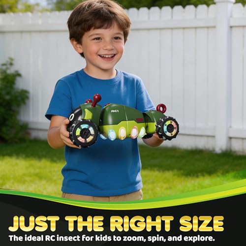 Contixo RC1 Mech Stunt RC Caterpillar Car – Kids Remote Control Car, Omni-Directional 360° in-Place Rotation, Mist Spray, LED Lights, All-Terrain Stunt Vehicle, Torsion Body, 2.4GHz Remote, Green - color: Green