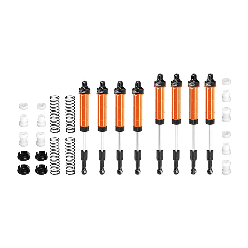 GPM 6061-T6 Alloy Front & Rear Complete Internal Spring Shock Set (130Mm And 134Mm) For 1/8 Lmt 2.0 Grave Digger 4X4 Solid Axle Brushless Monster Truck-Los04028 (Orange) - color: Orange