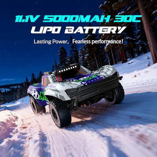 Hosim Fast RC Cars for Adults Brushless 1/10 Scale, MAZEK 4WD Off-Road Electric All Terrain Hobby Monster Truck with 3S 5000mAh Battery & 100A ESC, 4S Ready RC Truck Waterproof Remote Control Car - color: Blue