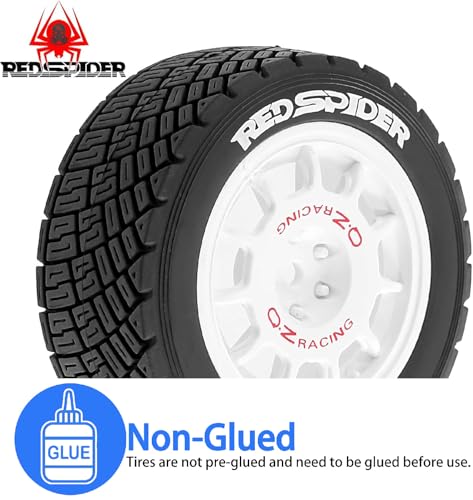 1/10 1/8 RC On-Road Tires 78mm OD RC Rally Racing Tyres 12mm Hex Plastics Wheel Tires Set Fit for 1/10 RC On-Road HPI CEN M-Sport WRC XTS-f10 (White)