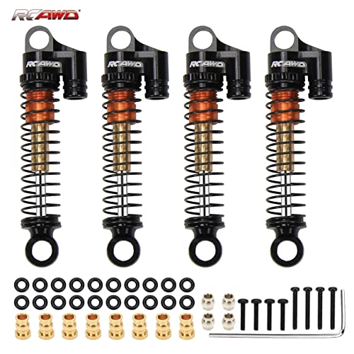 RCAWD RC Shocks Parts for FMS EAZYRC ROC HOBBY FCX24 1/24 & 1/18 Crawlers Upgrades, Front & Rear Shock Absorber Damper Aluminum Adjustable #C3002 Black - color: Black