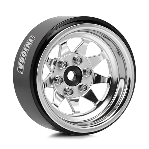 INJORA -4.05mm Offset Stamped Steel 1.3" Wheels for 1/24 1/18 RC (Silver) - color: Silver