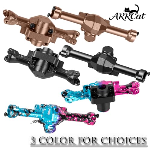 Aluminum Portal Axles & Brass Weights Steering Knuckles Upgrades Part for 1/30 SCX30 Chev rolet K10/Jeep Wrangler JLU 4X4/F0rd Bronco 4X4,Front Rear Axle Housing & Knuckles Hub Weight,Black