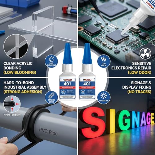 401 Super Glue Dries Instantly Instant Adhesive Bond Clear All-Purpose Universal for Plastic Wood Metal Rubber Leather 20g 4 Pack - size: 401, style: 4 Pack
