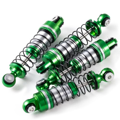 42MM RC Shocks Absorber Full Aluminum Threaded Shock Adjustable Absorber Oil Damper Set for 1/18 FMS FCX18 LC80 RC Crawler Car Upgrade Parts (Green) - color: Green