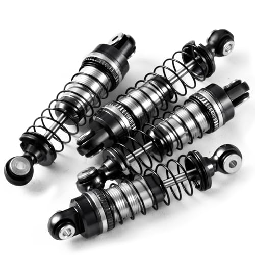 4PCS RC Car 42MM Threaded Shock Absorber Oil Damper RC Shocks Oil Threaded Damper Set for 1/18 RC Crawler FMS FCX18 LC80 Upgrade Parts (Black) - color: Black