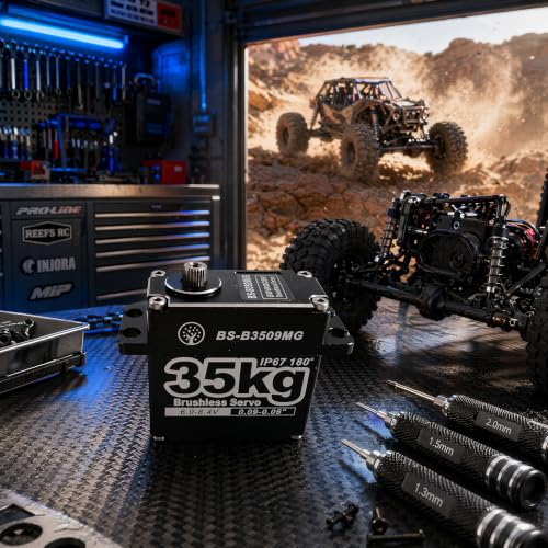 35KG Brushless Large Torque HV Full Metal Gear IP67 Waterproof Steering Digital Servo with 25T Servo Horn for RC Car Robot Boat Truck Robot Parts (BS-B3509MG-180 Degree) - color: Bs-b3509mg-180 Degree
