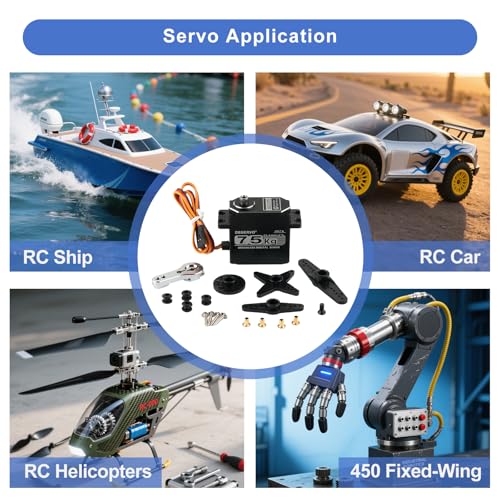 BLS3375 75kg Metal Gear Digital Servo Brushless Motor 4.8-8.4V RC Servo All Aluminum Case Waterproof IP67 with 25T Metal Servo Arm for RC Car Robot