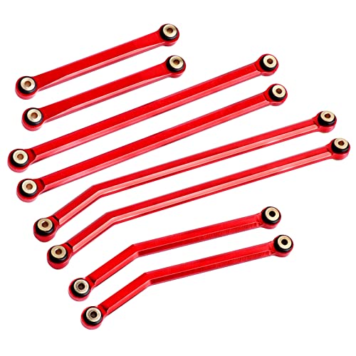 Hobbypark Aluminum High Clearance Links Set Upgrades for Axial SCX24 Gladiator AXI00005 Upgrades 1/24 RC Crawler Car (Red) - color: Red