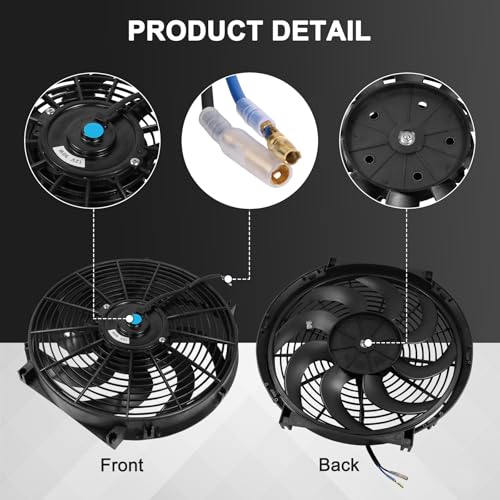 JDMSPEED New 14'' Inch Universal Slim Pull Push Racing Electric Radiator Fan Engine Cooling - color: Black, size: 14 Inch