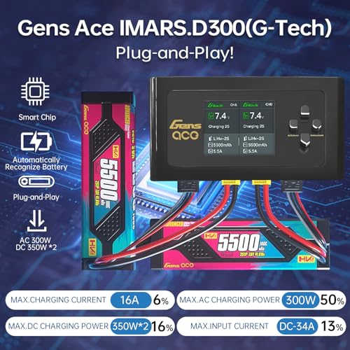 Lipo Battery Charger IMARS D300Gens。 Lipo Battery Charger G-Tech Series Smart Dual Lipo Balance Charger AC 300W DC 700W(350W*2),16A Dual Channel Charger for 1s~6s Lipo Batteries,Life/NiCd/MH/LiHV