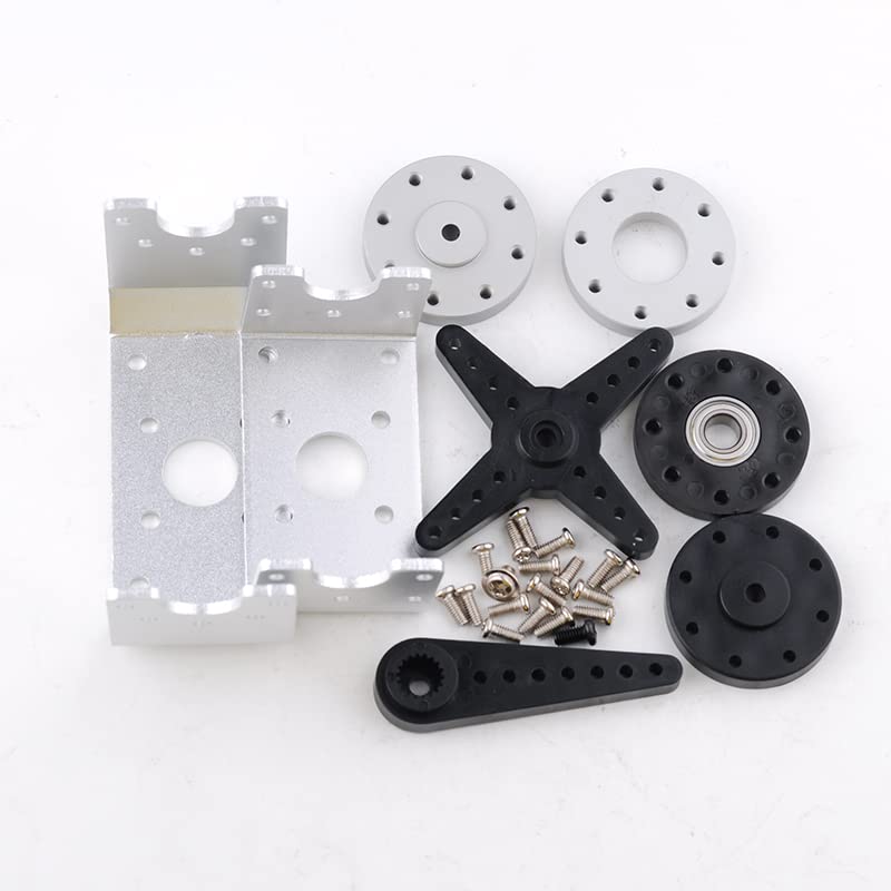 RDS5180 80kg Digital Metal Robotic Servo Motor High Torque Double-Shaft Robot Servo Arm Waterproof IP66 with U Metal Brackets for RC Car DIY Robot (180°) - size: 80KG 180°