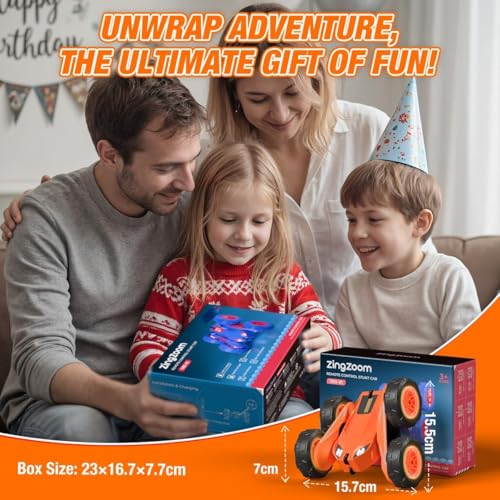Remote Control Car, Rechargeable RC Cars & Remote 360° Flips Rotating 2.4Ghz 4WD All Terrain Stunt Race Car Toy Christmas Birthday Gift for Kids Boys 3-12 - style: Orange