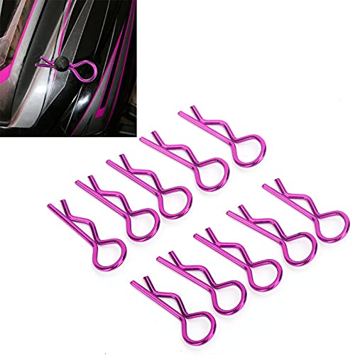 Qiilu Durable RC Body Clips for 1/5 1/6 /8 /10 RC Car - 10Pcs Metal Shell Clip Pins, Teardropshaped Pull Tabs (Purple) - color: Purple