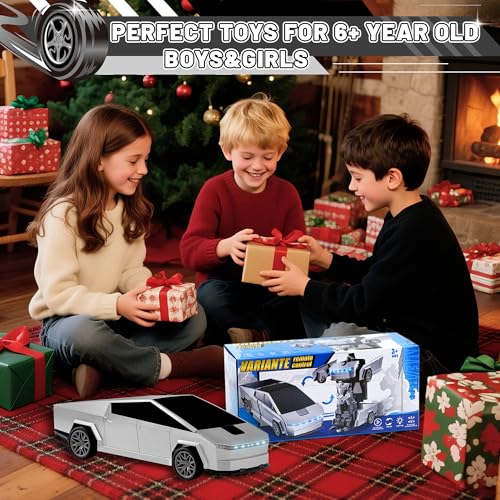 Remote Control Car Cyber-Inspired Transformer Toys Cars | 2.4Ghz One-Button Deformation 360° Rotation Drift Rc Car Robot Rc Truck Toys for 4 5 6 7 8+ Years Old Boy Toys - color: Silver
