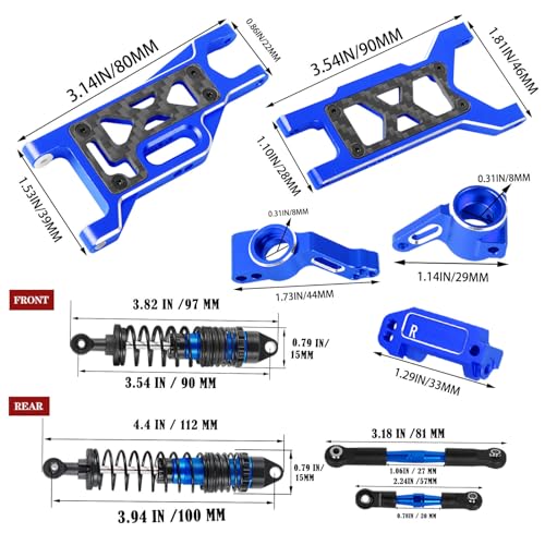 RC for 1/10 Slash 2WD,Slash 2WD VXL Upgrades Parts Shocks&Drive Shaft CVD&Front Rear Suspension A Arms&Caster Block&Steering Blocks&Rear Stub Axle Carriers&Turnbuckles Camber Link,Navy Blue - color: Navy Blue(for 1/10)