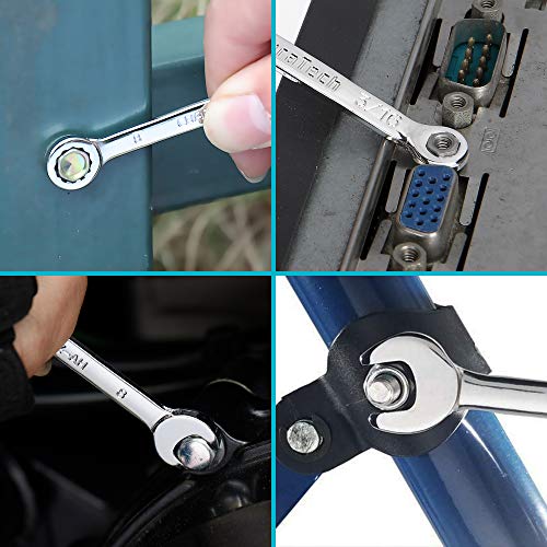 DURATECH Mini Wrench Set, Small Ignition Wrench Set, Mirror Polished | 20-Piece, Metric & SAE, 4mm-11mm & 5/32" - 7/16", Lightweight, with Rolling Pouch, for Tight Access in Confined Spaces