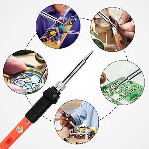 Soldering Iron Kit, 60W Upgraded Soldering Kits Adjustable Temperature Welding Tool Solder Irons Pen with On/Off Switch Use for Electrical Repairs - color: 60w 19-in-1