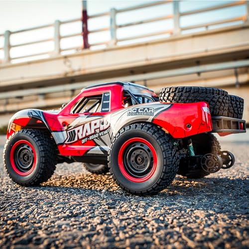 RC Cars 1:14 RC Truck 30 MPH 4WD Remote Control Car All Terrain Trophy Car for Adults Boys Teens Fast 50 Mins Play Off-Road RC Buggy Big Short Course Monster Truck with 2 Batteries (RTR) - color: 130-red