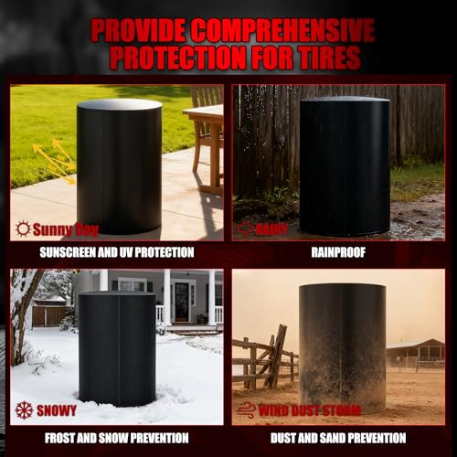 Tire Covers for Storage Outdoor, 420D Waterproof with Zipper Drawstring Lock, Universal Truck RV Trailer Tire Storage, All Season (Holding 4 Tires Within 32 Inch Diameter) - size: 420D 33 inch Diameter x 47inch H