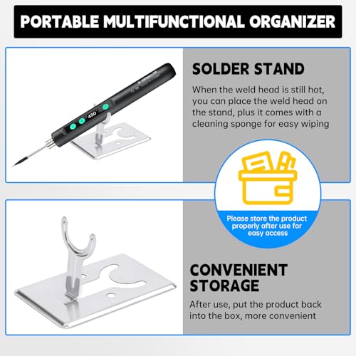 Portable Wireless Soldering Kit—Features a 1100mAh rechargeable USB-C soldering pen LCD screen for adjustable temperature settings. home appliance repairs and DIY projects. 8-second rapid heat-up.